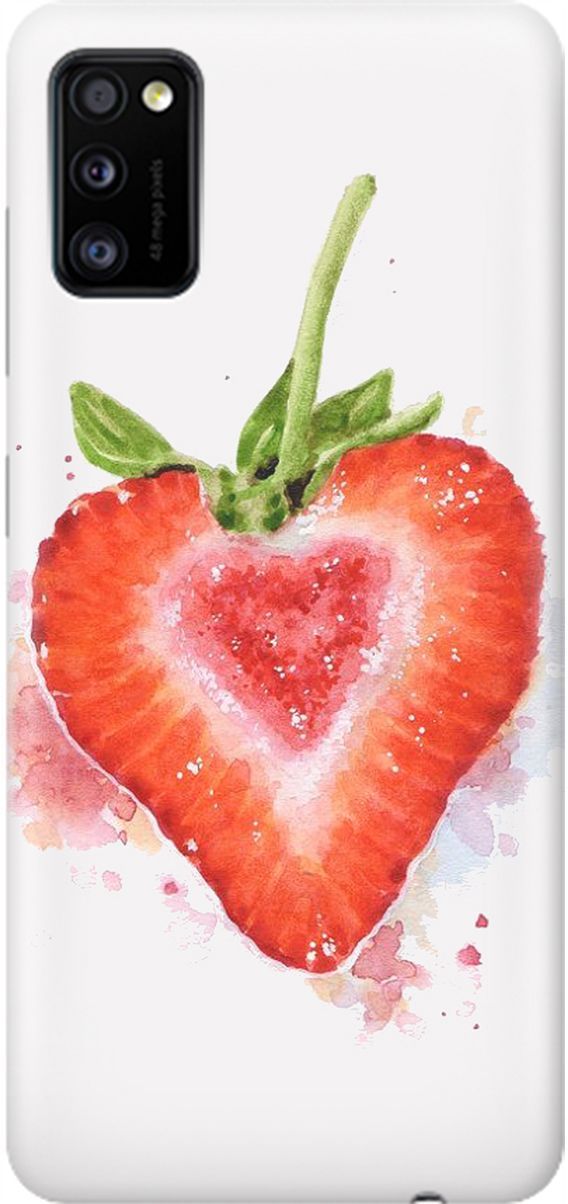 

Силиконовый чехол на Samsung Galaxy A41 с принтом "Акварельная клубничка", Белый;красный, 1973