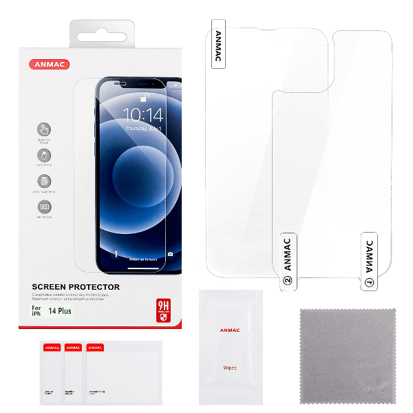 

Защитное стекло Anmac для Iphone 14 Plus + Пленка Назад, Защитное стекло ANMAC для iPhone 14 Plus + пленка назад