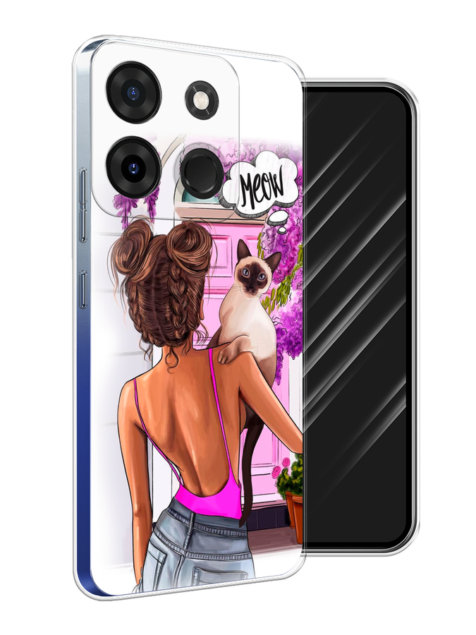 

Чехол Awog на Infinix Smart 7 Plus "Девушка с кошкой", Розовый;коричневый, 3103950-7