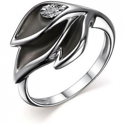 Кольцо с 1 бриллиантом из серебра р. 17,5 Алкор серебро 01-2880_000Б-17