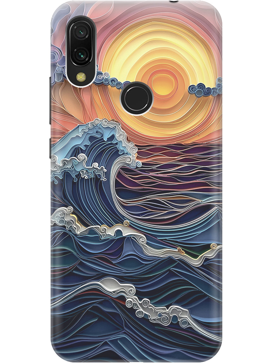

Силиконовый чехол на Xiaomi Redmi 7 с принтом "Волны на закате", Прозрачный;оранжевый;синий, 721352010