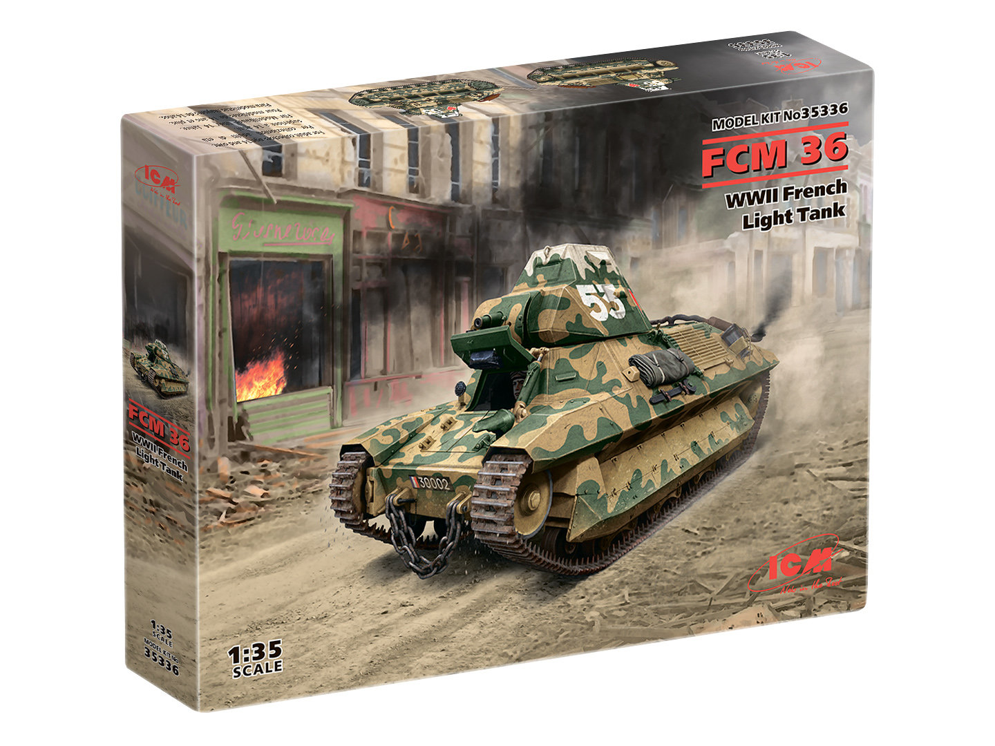 фото Сборная модель icm 1/35 fcm 36, французский легкий танк ii мв 35336