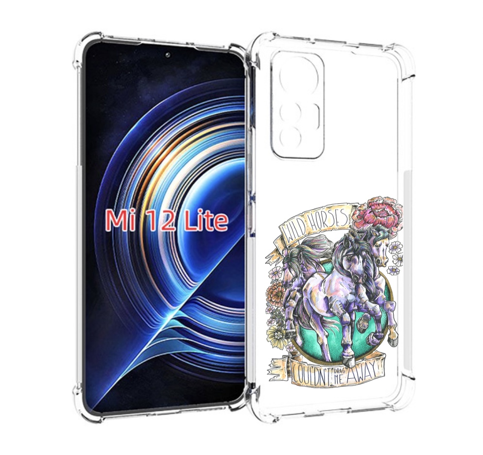 

Чехол MyPads рисунок коней в цветах для Xiaomi 12 Lite, Прозрачный, Tocco