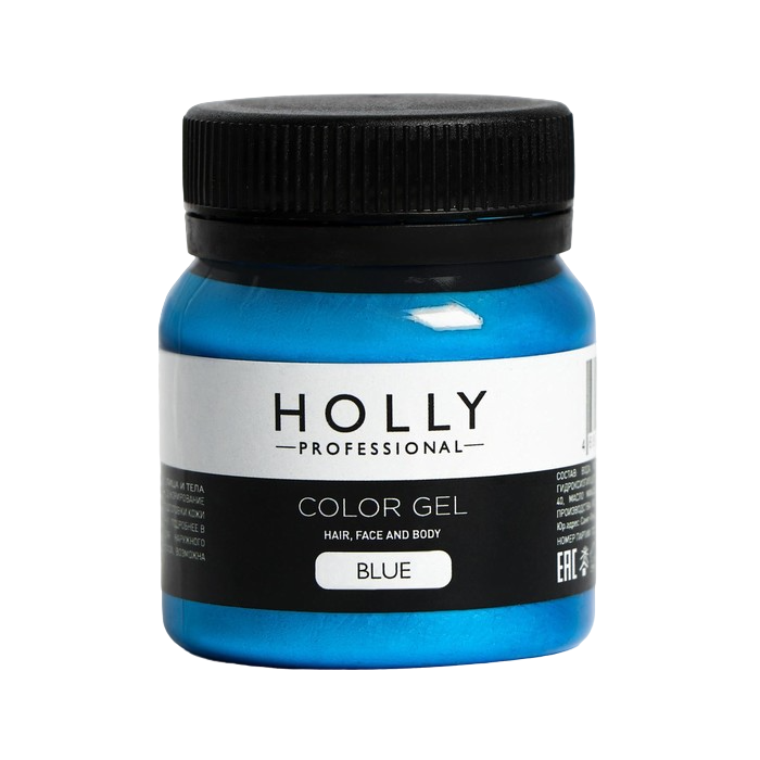 фото Декоративный гель для волос, лица и тела color gel holly professional, blue, 50 мл