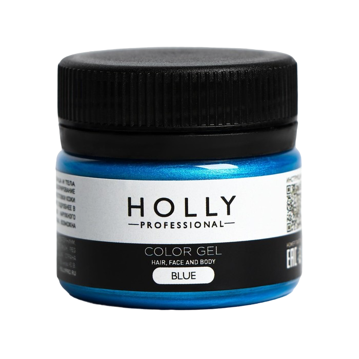

Декоративный гель для волос, лица и тела COLOR GEL Holly Professional, синий, 20 мл