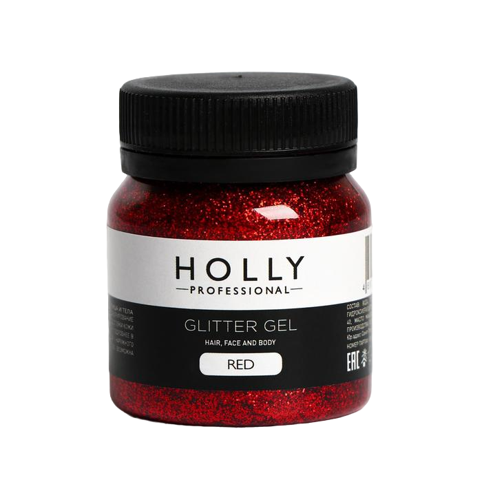 

Декоративный гель для волос, лица и тела GLITTER GEL Holly Professional, Red, 50 мл
