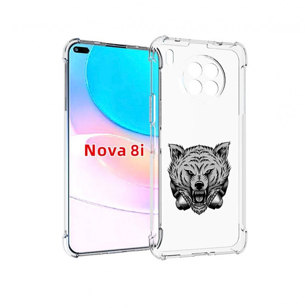 

Чехол бампер MyPads Волк-в-наушниках мужской для Huawei Nova 8i, Прозрачный, Tocco