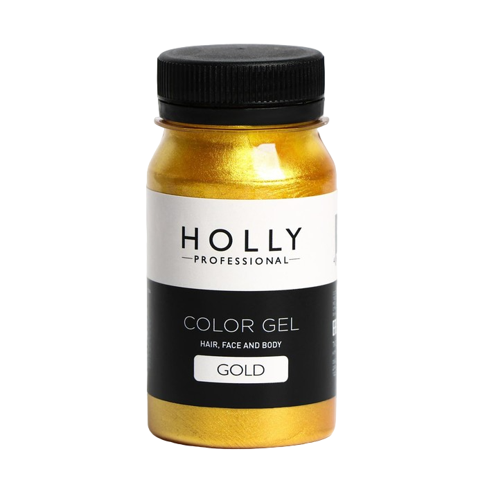 фото Декоративный гель для волос, лица и тела color gel holly professional, gold, 100 мл