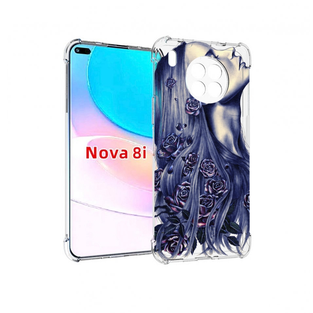 

Чехол бампер MyPads Девушка с розами женский для Huawei Nova 8i, Прозрачный, Tocco