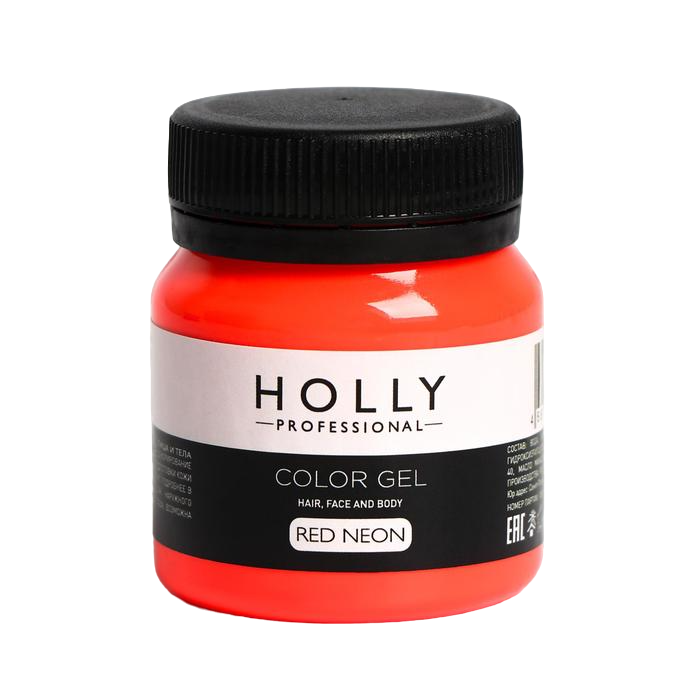 

Декоративный гель для волос, лица и тела COLOR GEL Holly Professional, Red Neon, 50 мл