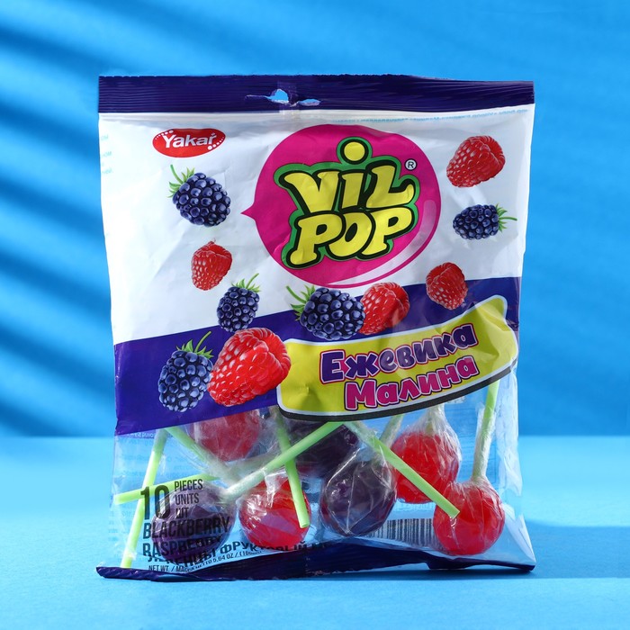 

Леденцы карамельные на палочке Vil pop Mалина - Ежевика, 160 г