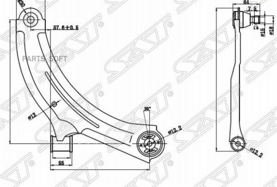 

Sat Рычаг Нижний С Шаров. Nissan Bluebird Sylphy/Cube/Vanette/Tiida/Latio/Wingroad 05- Rh