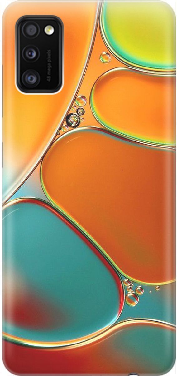 

Силиконовый чехол на Samsung Galaxy A41 с принтом "Разноцветные пузырьки", Голубой;оранжевый, 1537