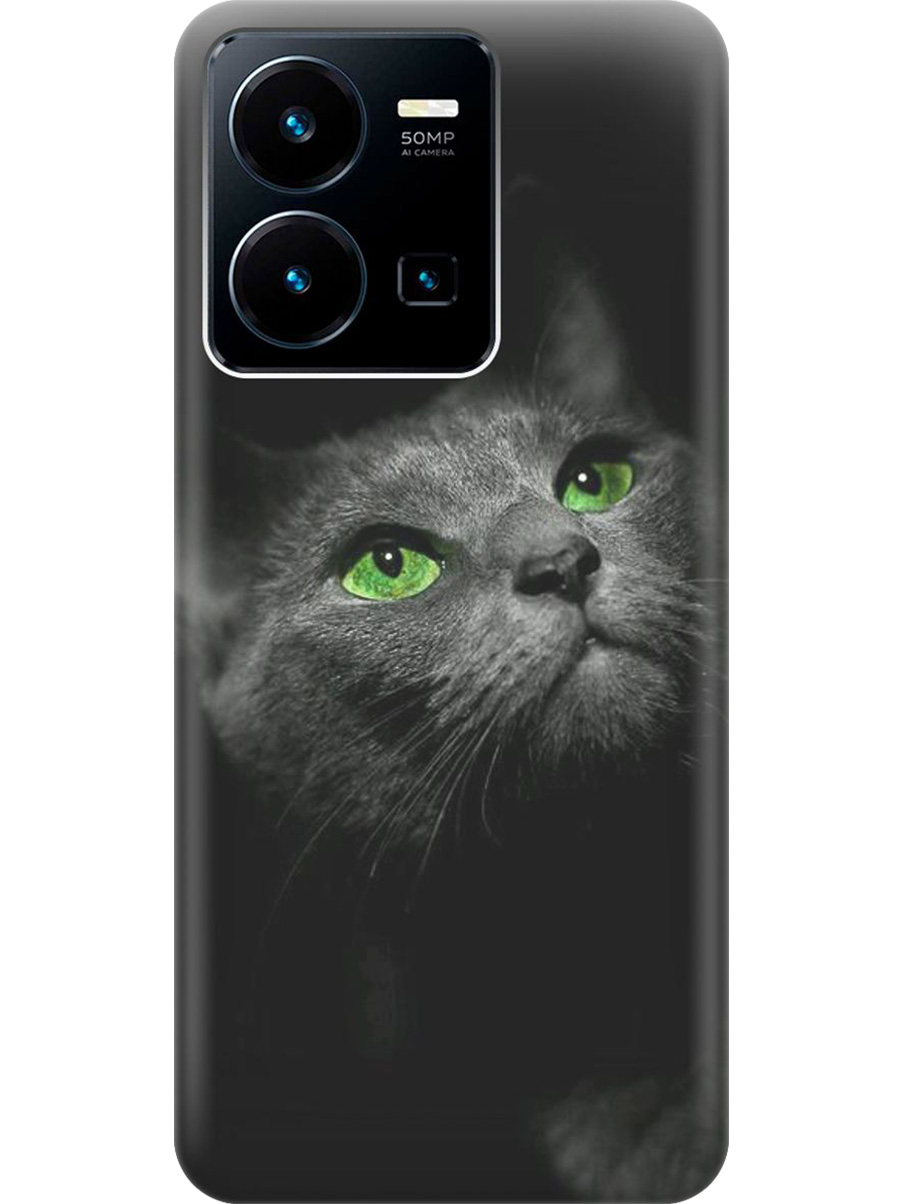 

Силиконовый чехол на Vivo Y35 с принтом "Зеленоглазая кошка", Прозрачный;зеленый;серый;черный, 743695011