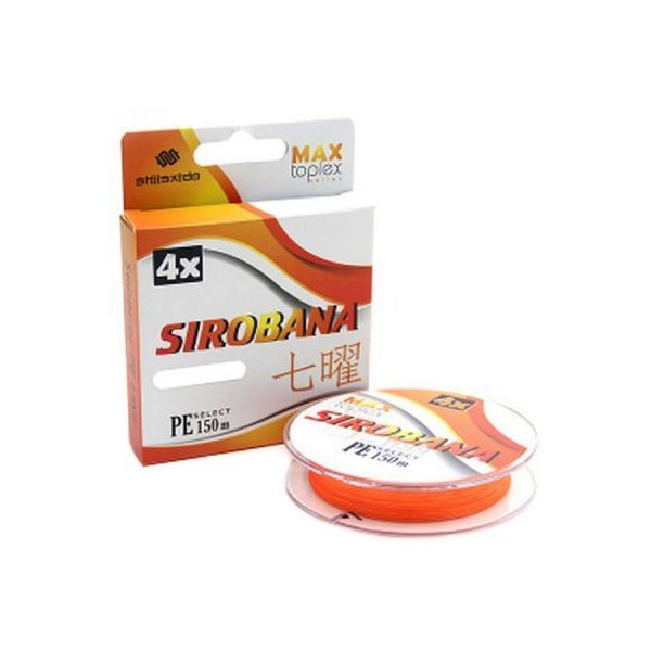 Шнур плетеный Shii Saido Sirobana 4X, L-150 м, d-0,330 мм, test-15,86 кг, orange/10/100/