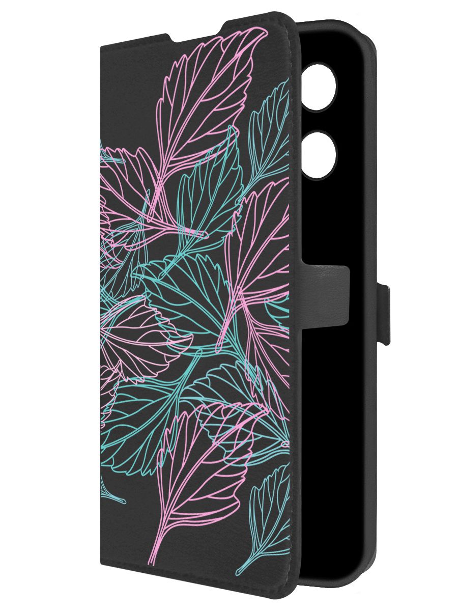 

Чехол-книжка Krutoff Eco Book для Tecno Camon 30S Pro Листья паттерн (черный)