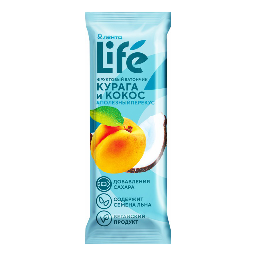 Батончик Лента Life с курагой и кокосом 33 г