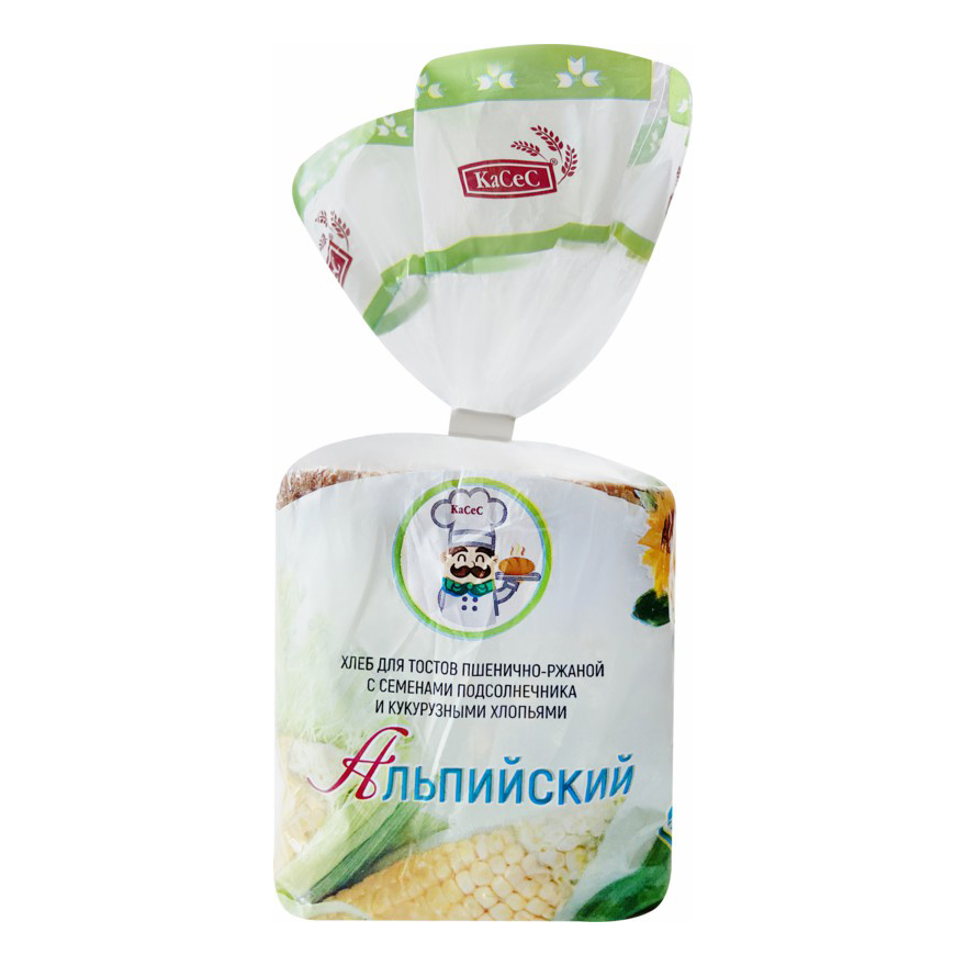 

Хлеб КаСеС Альпийский тостовый ржано-пшеничный с кукурузными хлопьями 170 г