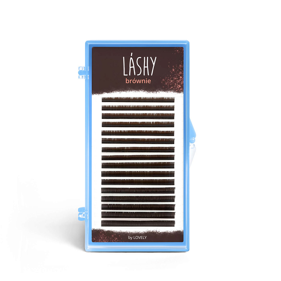 Ресницы темно-коричневые LASHY Brownie - 16 линий - MIX L 0.10 5-10mm