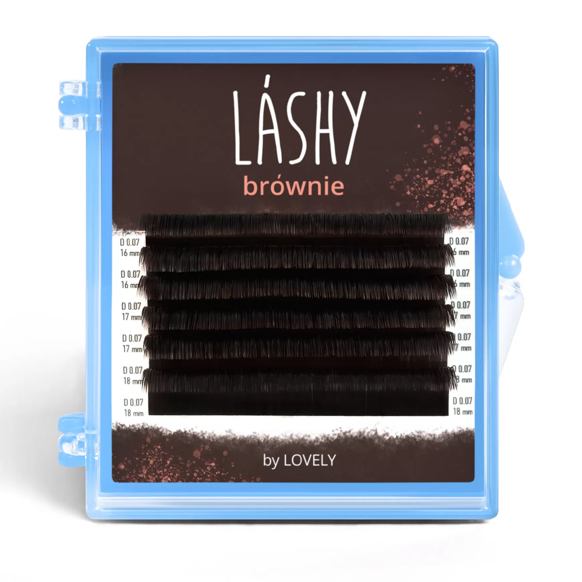 

Ресницы темно-коричневые LASHY Brownie - 6 линий - MIX D 0.07 16-18mm, Коричневый