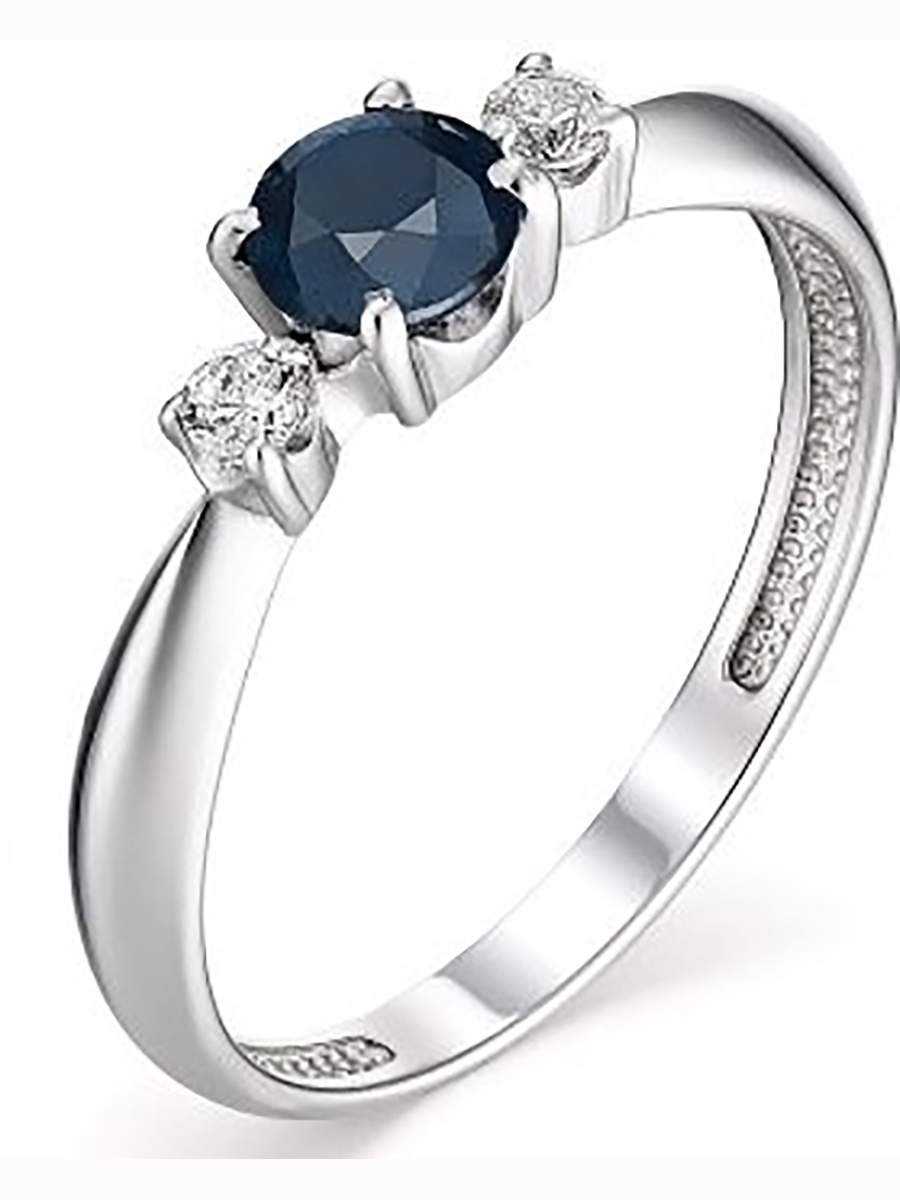 

Кольцо с сапфиром и фианитами из серебра р. 18 Алкор серебро 01-1347_0ГТС-00, 01-1347_0ГТС-00