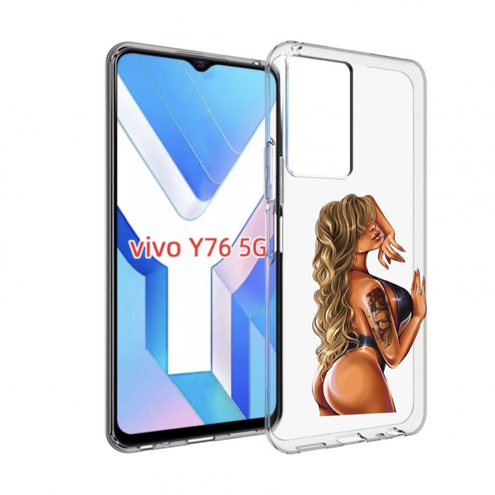 

Чехол MyPads девушка-в-черном-кожаном-купальнике женский для Vivo Y76 5G, Прозрачный, Tocco