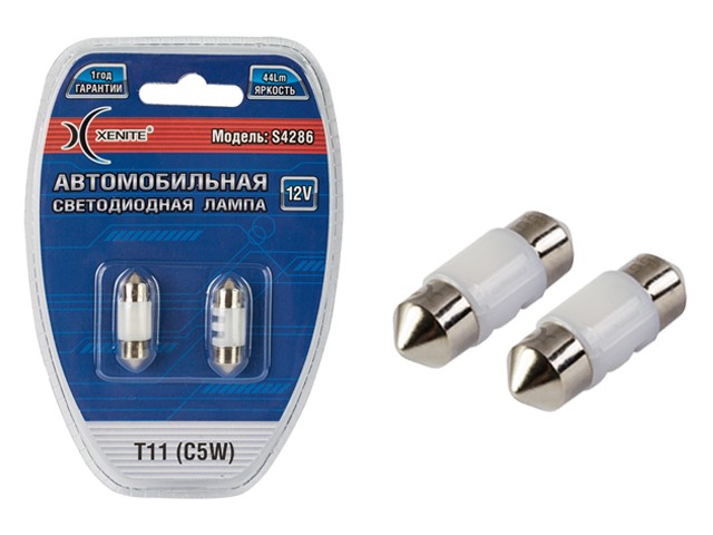 Лампа светодиодная 12V C5W SV8.5-8 двухцокольная блистер (2шт.) XENITE