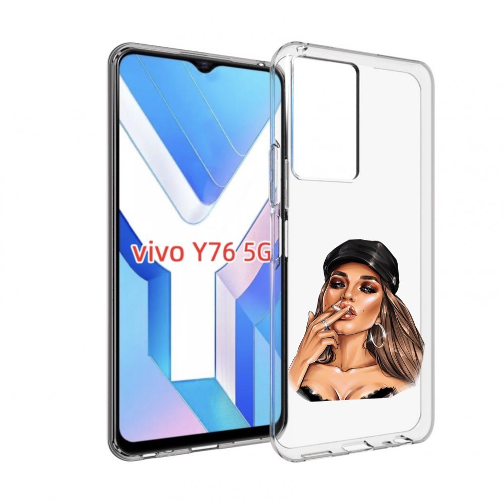 

Чехол MyPads девушка-в-шапке-с-сигаретой для Vivo Y76 5G, Прозрачный, Tocco