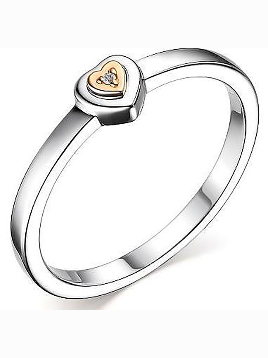 

Кольцо с 1 бриллиантом из серебра и золота р. 17,5 Алкор серебро 01-3005_000Б-00, 01-3005_000Б-00