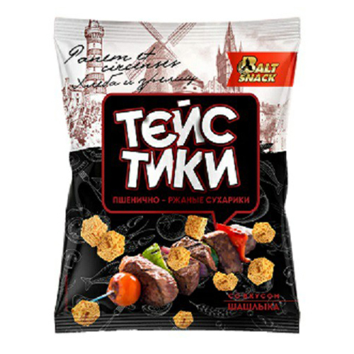 

Сухарики ржано-пшеничные Тэйстики шашлык 40 г