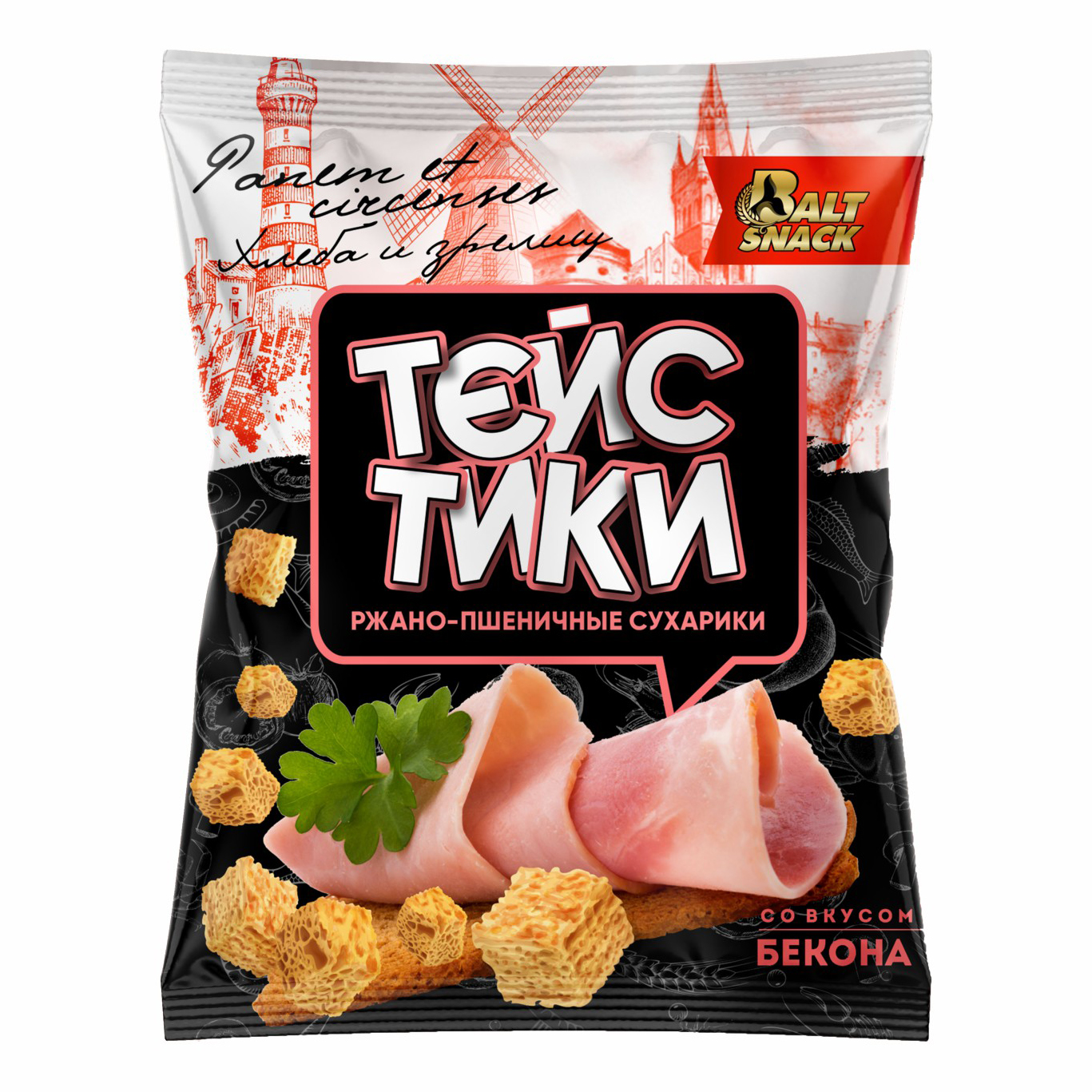

Сухарики ржано-пшеничные Тэйстики бекон 100 г