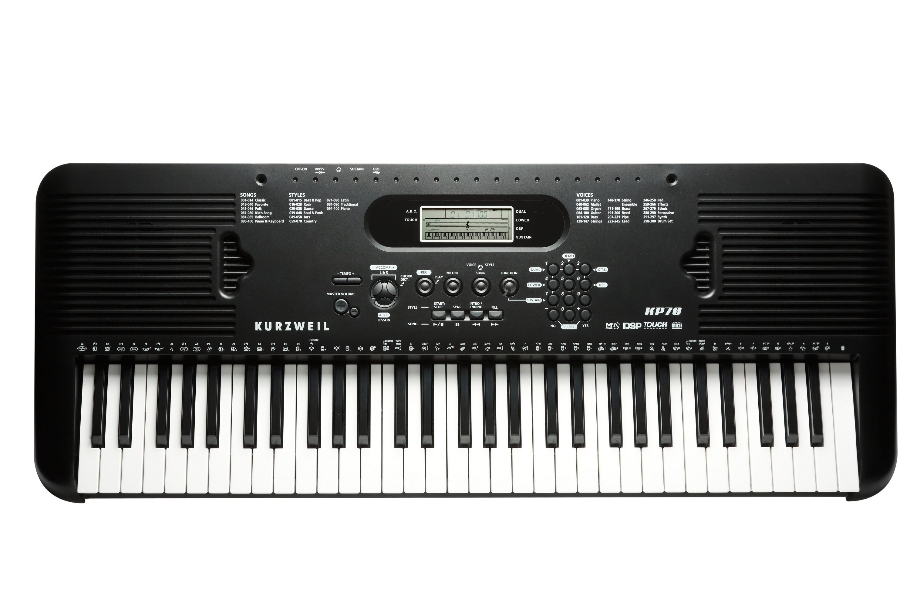 Синтезатор Kurzweil KP70 LB 61 клавиша, полифония 32, цвет чёрный