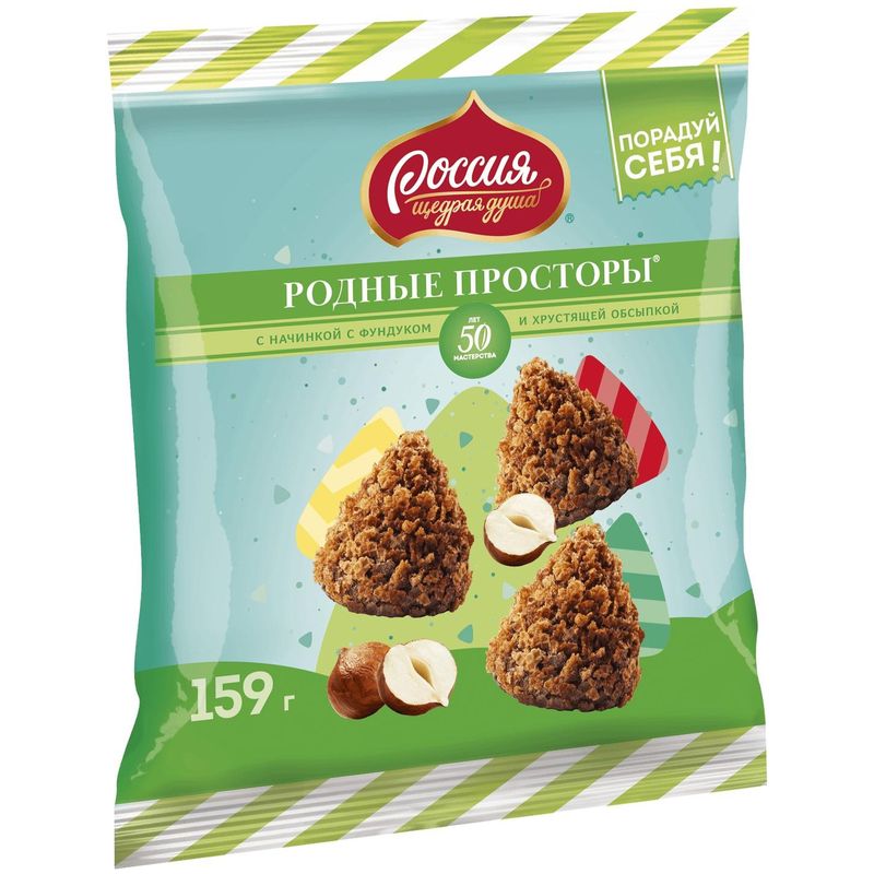 

Конфеты шоколадные Россия - щедрая душа! Родные просторы с фундуком 159 г