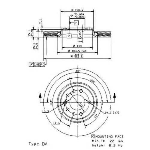 

Тормозной диск передний Brembo 09936910