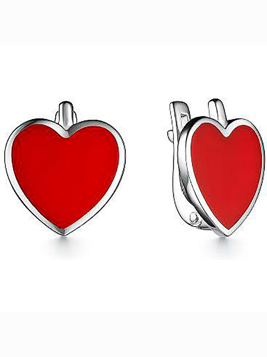 

Серьги Сердечки с эмалью из серебра Алкор серебро 02-3033_ЭМ24-00, 02-3033_ЭМ24-00