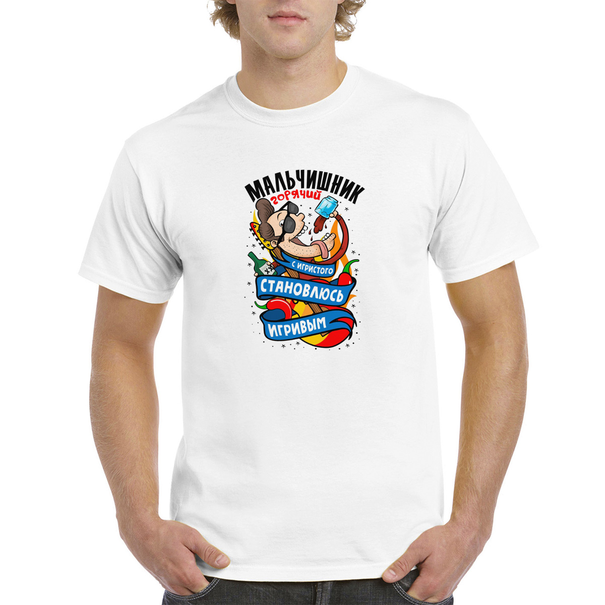 

Футболка унисекс coolpodarok Горячий мальчишник с игристого становлюсь игривым белая 56 RU, Белый, 6M042467