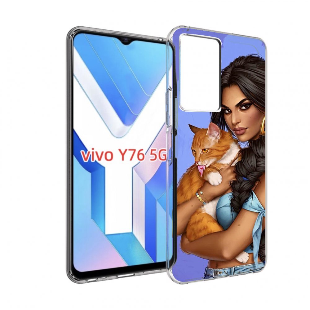 

Чехол MyPads девушка-красивая-с-синим-фоном женский для Vivo Y76 5G, Прозрачный, Tocco