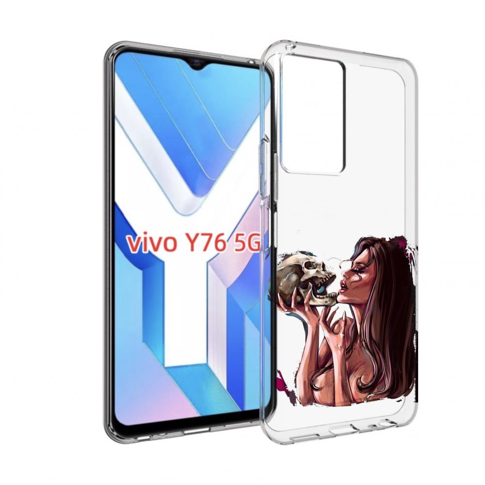 

Чехол MyPads девушка-модель-с-черепом для Vivo Y76 5G, Прозрачный, Tocco
