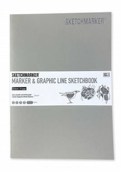 фото Скетчбук sketchmarker "marker & graphic line" 17,6х25 см 16 л 180г мягкая обложка, жемчужн