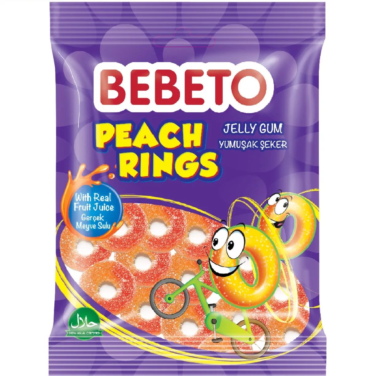 Жевательный мармелад, BEBETO PEACH RINGS, 70 г