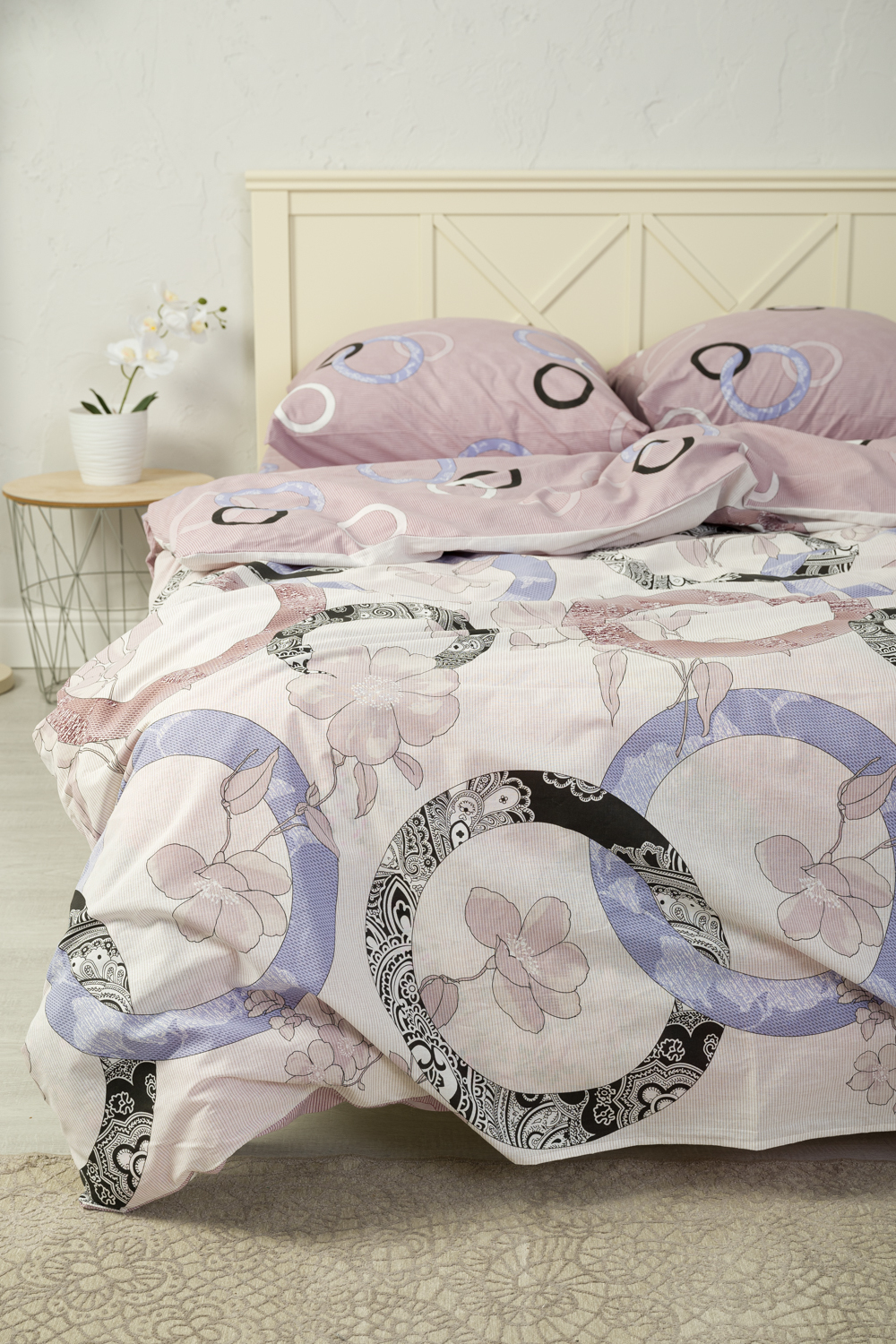 Комплект постельного белья Арт-Дизайн Мелодия, евро, поплин, розовый