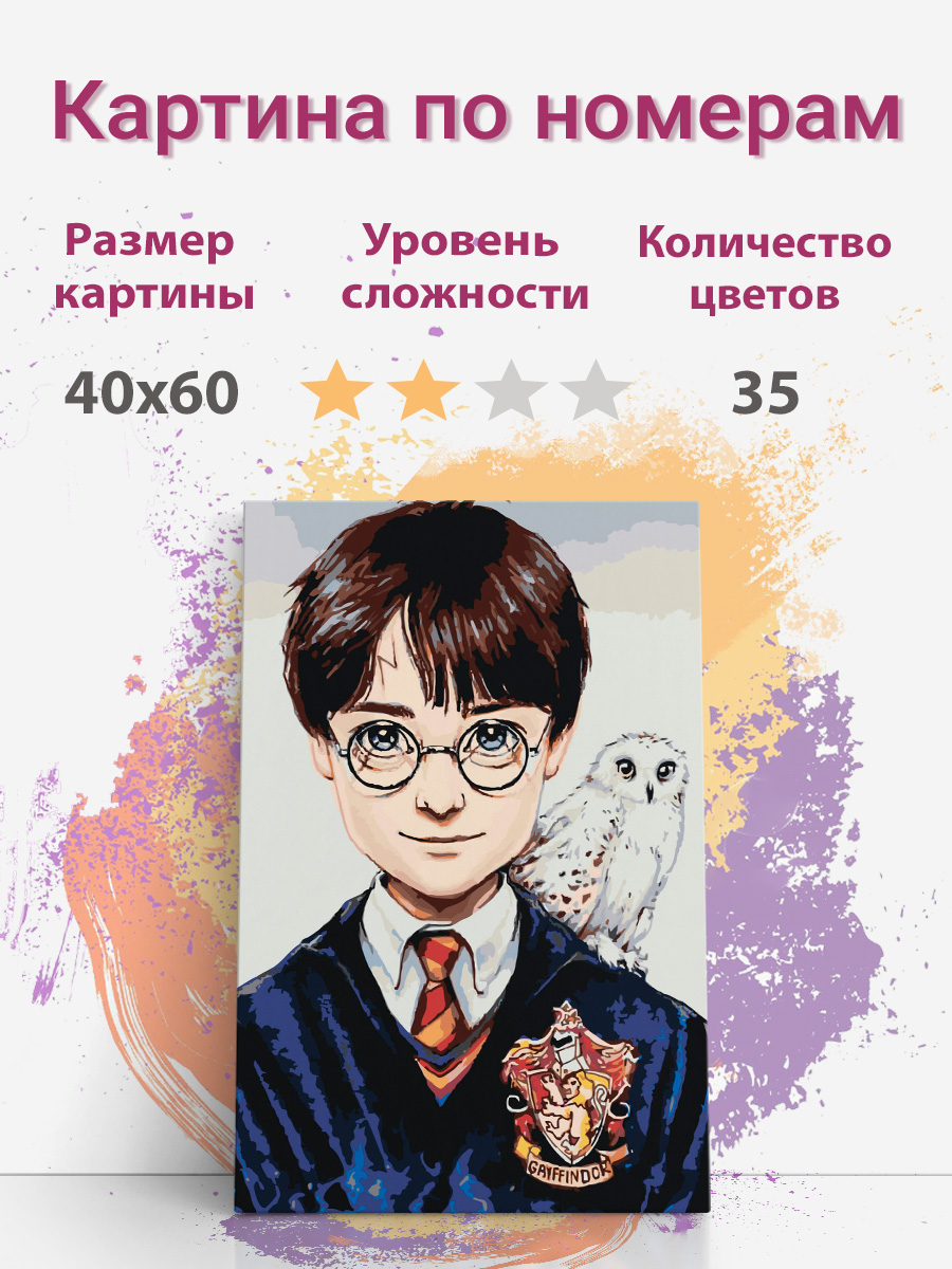 

Картина по номерам Раскрасим сами Гарри Поттер и сова холст на подрамнике 40х60, Гарри Поттер и сова