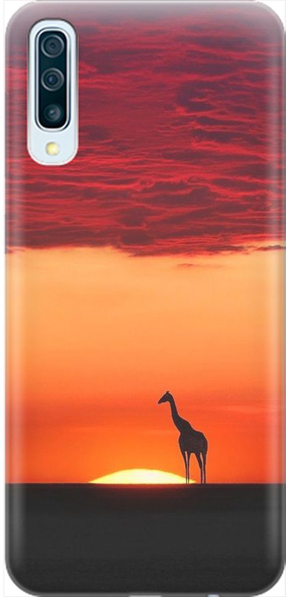 

Чехол на Samsung Galaxy A50/A50s/A30s "Закатный жираф", Оранжевый;розовый, 1975