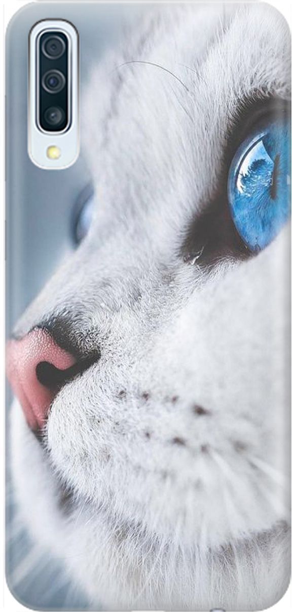 

Чехол на Samsung Galaxy A50/A50s/A30s "Кошачий взгляд", Белый;голубой, 1539