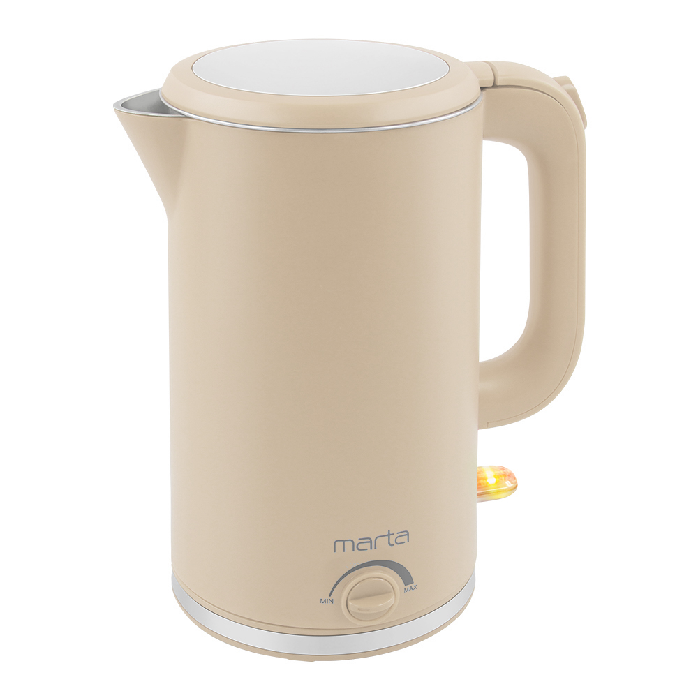 Чайник электрический Marta MT-4557 1.7 л бежевый lixada 220мл титановая чашка с двойными стенками для воды кофейная чашка с кружкой