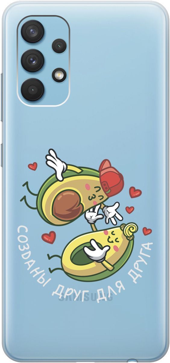 

Силиконовый чехол на Samsung Galaxy A32 с 3D принтом "Avo-Love" прозрачный, Прозрачный;желтый, 1762