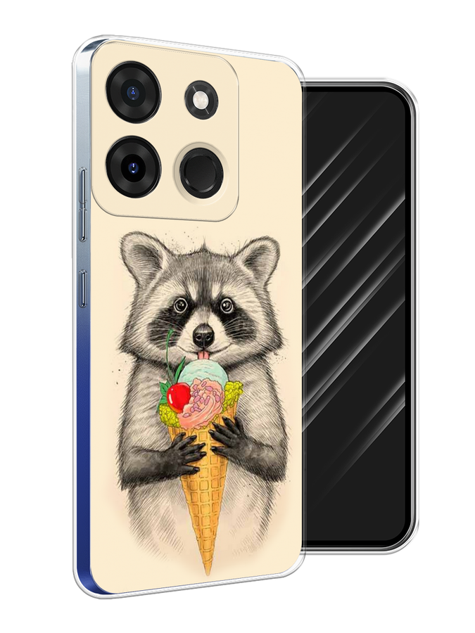 

Чехол Awog на Infinix Smart 7 Plus "Енот с мороженым", Бежевый;серый, 3103950-10