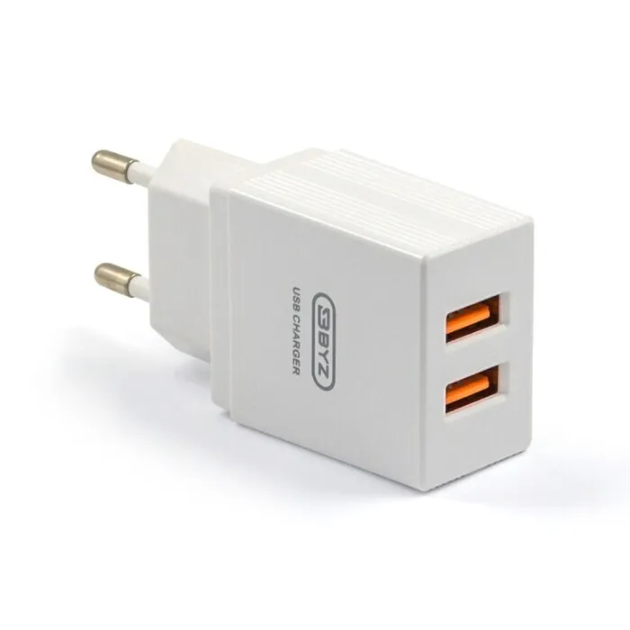 

Сетевое зарядное устройство BYZ U20 EU, 2хUSB, 2.4 А, кабель Lightning, 1 м, белый