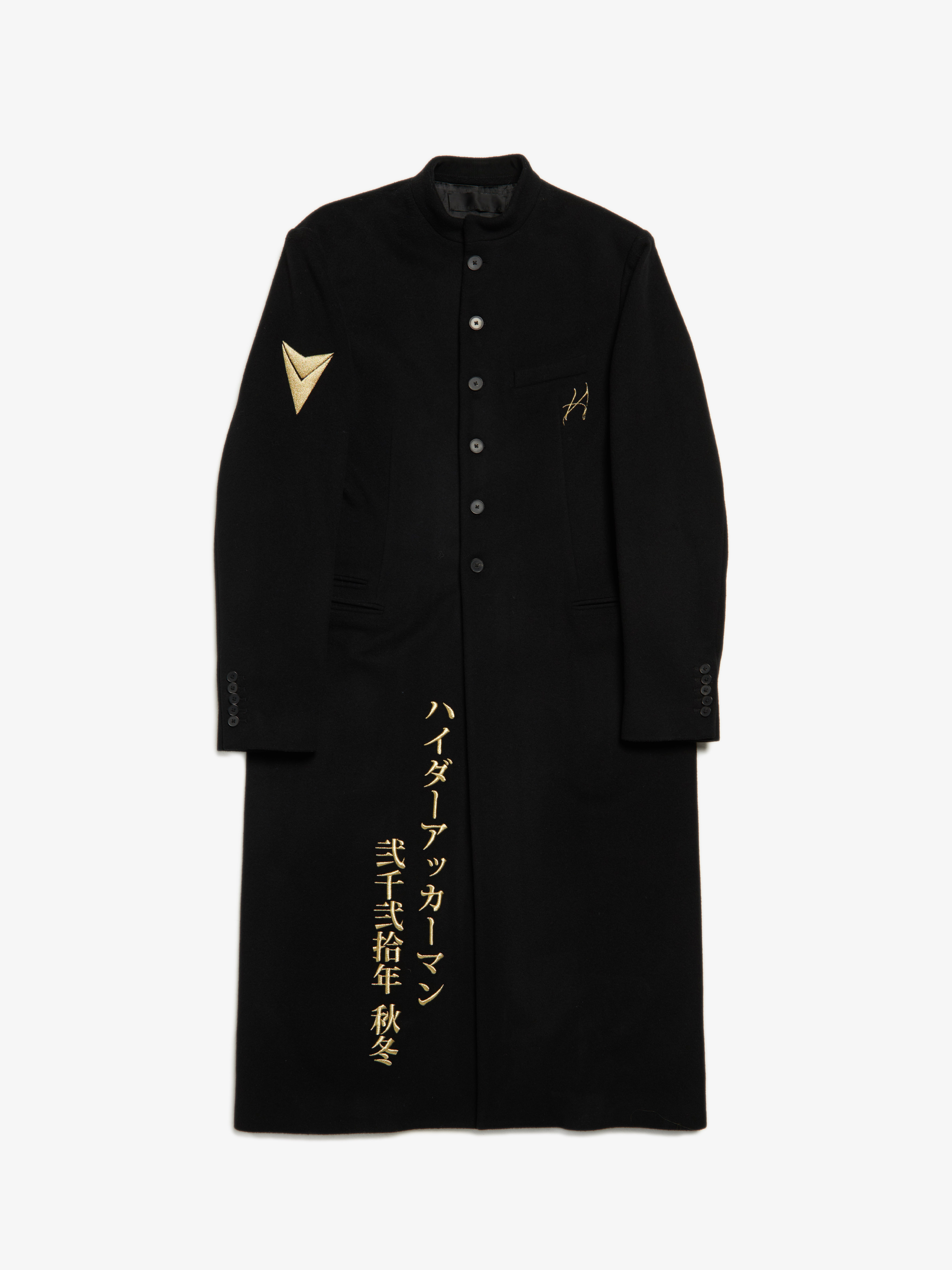

Пальто мужское Haider Ackermann Embroidered Officier черное 52 EU, Embroidered Officier