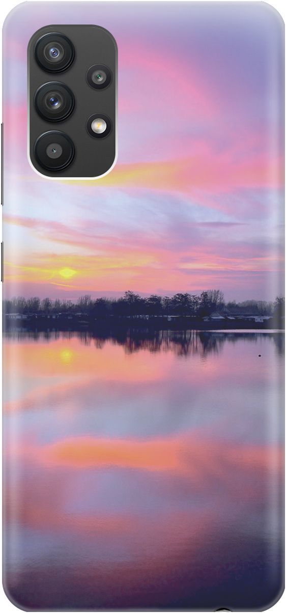

Силиконовый чехол на Samsung Galaxy A32 с принтом "Зарево над рекой", Голубой;фиолетовый, 2295